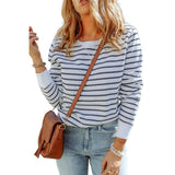 Azura Exchange Striped Print Ribbed Trim Long Sleeve Top - M