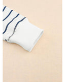 Azura Exchange Striped Print Ribbed Trim Long Sleeve Top - M