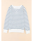 Azura Exchange Striped Print Ribbed Trim Long Sleeve Top - M