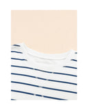 Azura Exchange Striped Print Ribbed Trim Long Sleeve Top - M