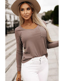 Azura Exchange Ribbed Knit Patched V Neck Top - XL