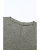 Azura Exchange Ribbed Knit V Neck Long Sleeve Top - M
