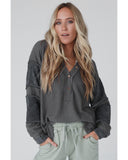 Azura Exchange Contrast Patched Exposed Seam Henley Top - L