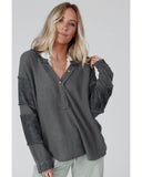 Azura Exchange Contrast Patched Exposed Seam Henley Top - L