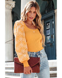 Azura Exchange Puff Sleeve Ribbed Knit Top - M