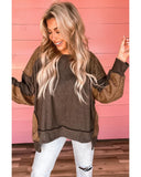 Azura Exchange Ribbed Knit Top with Unique Patchwork Design - XL