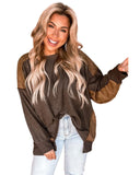 Azura Exchange Ribbed Knit Top with Unique Patchwork Design - XL