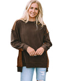 Azura Exchange Ribbed Knit Top with Unique Patchwork Design - XL