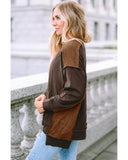 Azura Exchange Ribbed Knit Top with Unique Patchwork Design - XL