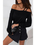 Azura Exchange One Shoulder Long Sleeve Shift Blouse - M