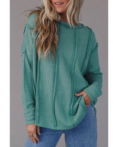 Azura Exchange Waffle Knit Loose Top - S