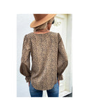 Azura Exchange Leopard Print Ruffle Puff Sleeves Blouse - M