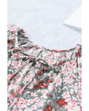 Azura Exchange Printed V-neck Flutter Sleeve Blouse - L