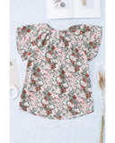 Azura Exchange Printed V-neck Flutter Sleeve Blouse - M