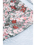 Azura Exchange Printed V-neck Flutter Sleeve Blouse - M