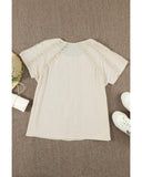 Azura Exchange Eyelet Crochet Short Sleeves Top - L