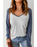 Azura Exchange Patchwork Mesh Long Sleeve Top - L