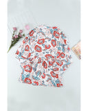 Azura Exchange Split Neck Bubble Sleeve Blouse - 2XL