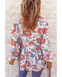 Azura Exchange Split Neck Bubble Sleeve Blouse - L