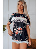 Azura Exchange Leopard Striped Floral T-Shirt - S