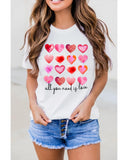 Azura Exchange Hearts Letter Print Short Sleeve T-shirt - XL