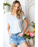 Azura Exchange Buttoned V Neckline T-shirt - S