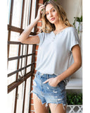 Azura Exchange Buttoned V Neckline T-shirt - XL