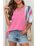 Azura Exchange Patchwork V Neck T Shirt - S