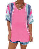 Azura Exchange Patchwork V Neck T Shirt - XL