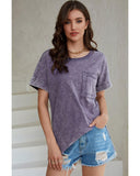 Azura Exchange Mineral Wash Pocketed Tee with Slits - S