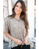 Azura Exchange Vintage Mineral Wash Splicing T-shirt - L