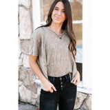 Azura Exchange Vintage Mineral Wash Splicing T-shirt - L