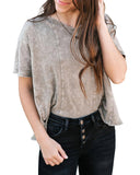 Azura Exchange Vintage Mineral Wash Splicing T-shirt - M