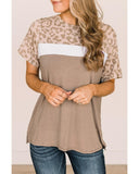 Azura Exchange Leopard Color Block T-Shirt - M