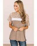 Azura Exchange Leopard Color Block T-Shirt - M