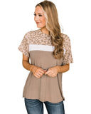 Azura Exchange Leopard Color Block T-Shirt - M