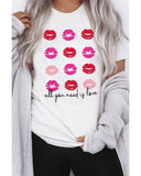 Azura Exchange Valentines Kisses Graphic Tee - XL