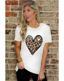 Azura Exchange Leopard Heart Pattern Print T-Shirt - L