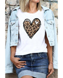 Azura Exchange Leopard Heart Pattern Print T-Shirt - XL