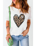 Azura Exchange Leopard Heart Pattern Print T-Shirt - XL