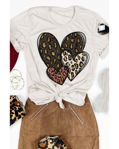 Azura Exchange Leopard Heart Shaped Print Tee - XL