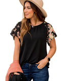 Azura Exchange Tiered Floral Short Sleeve T-Shirt - M