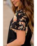 Azura Exchange Tiered Floral Short Sleeve T-Shirt - S