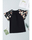 Azura Exchange Tiered Floral Short Sleeve T-Shirt - S