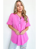 Azura Exchange Button Henley Top - S