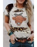 Azura Exchange Cow Head Print Short Sleeve Tee - S