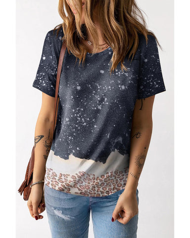 Azura Exchange Leopard Print Detail Bleached Tee - L