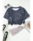 Azura Exchange Leopard Print Detail Bleached Tee - L