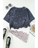 Azura Exchange Leopard Print Detail Bleached Tee - L