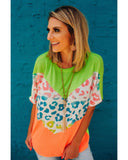 Azura Exchange Leopard Patchwork Waffle Knit T-Shirt - L